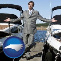 north-carolina map icon and a yacht dealer